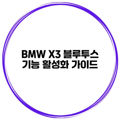 BMW X3 블루투스 기능 활성화 가이드