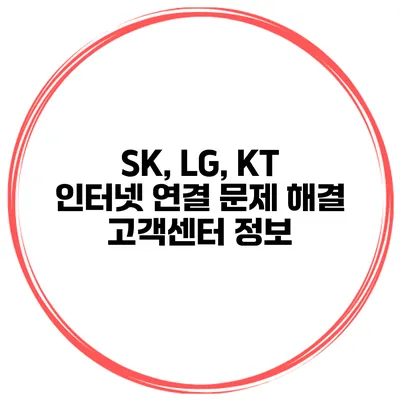 SK, LG, KT 인터넷 연결 문제 해결 고객센터 정보