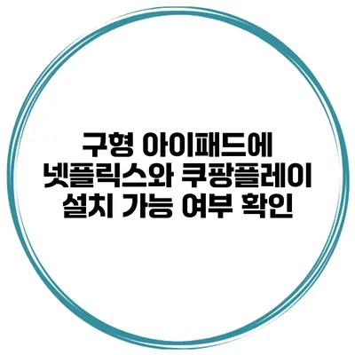 구형 아이패드에 넷플릭스와 쿠팡플레이 설치 가능 여부 확인