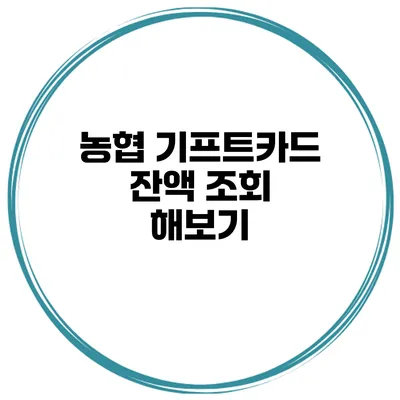 농협 기프트카드 잔액 조회 해보기