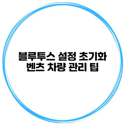 블루투스 설정 초기화 벤츠 차량 관리 팁