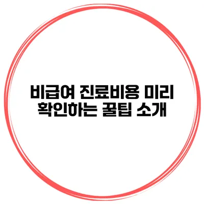 비급여 진료비용 미리 확인하는 꿀팁 소개
