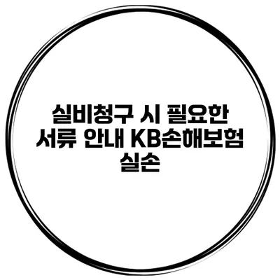 실비청구 시 필요한 서류 안내 KB손해보험 실손