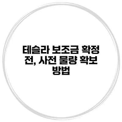 테슬라 보조금 확정 전, 사전 물량 확보 방법